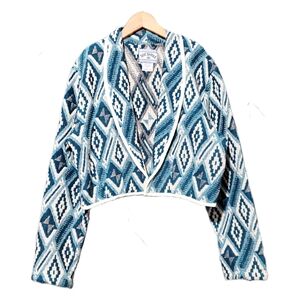 Vintage Southwestern Tapestry Cowgirl Jacket Bohemian Teal Blue Western Festival